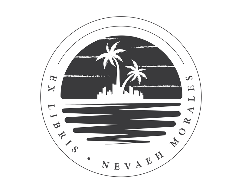 Personalised Beach Custom Name Ex Libris Book Stamp - JL-BEACH10