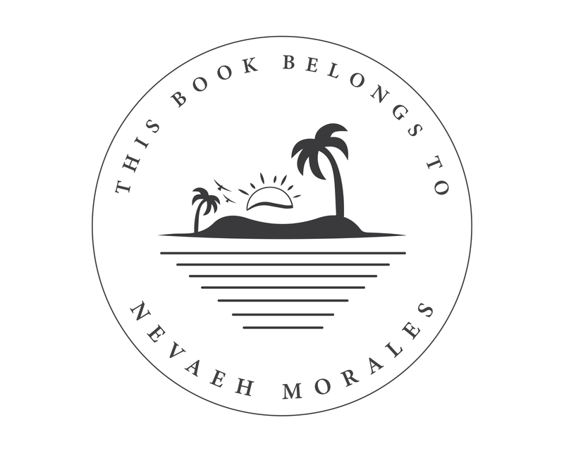 Personalised Beach Custom Name Ex Libris Book Stamp - JL-BEACH11