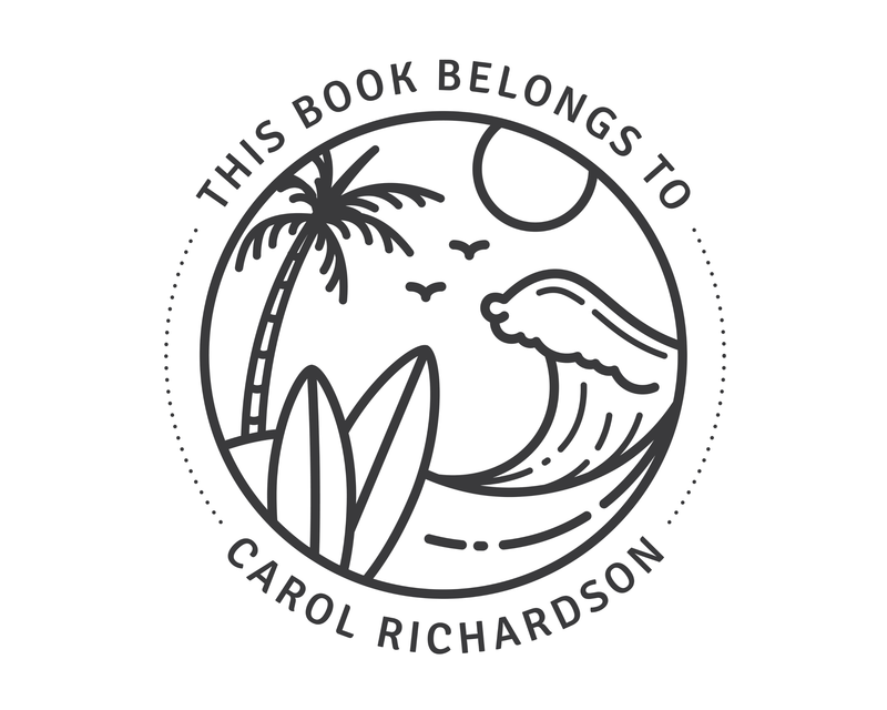 Personalised Beach Custom Name Ex Libris Book Stamp - JL-BEACH1
