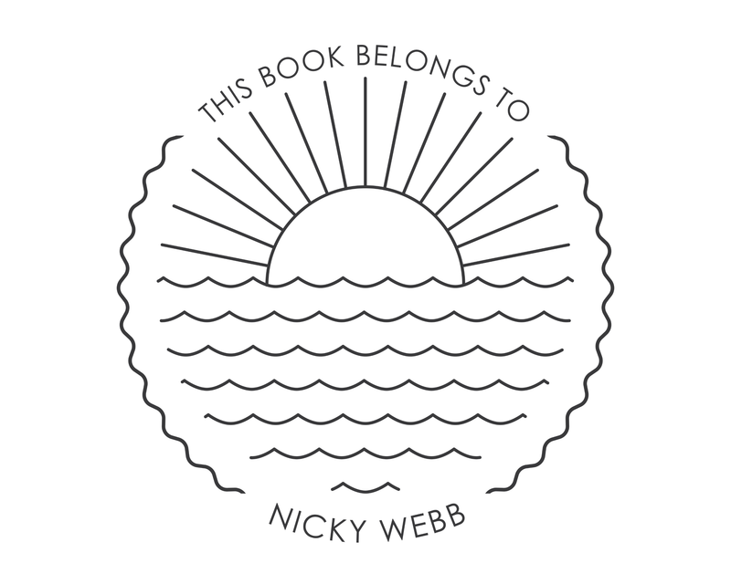 Personalised Beach Custom Name Ex Libris Book Stamp - JL-BEACH4