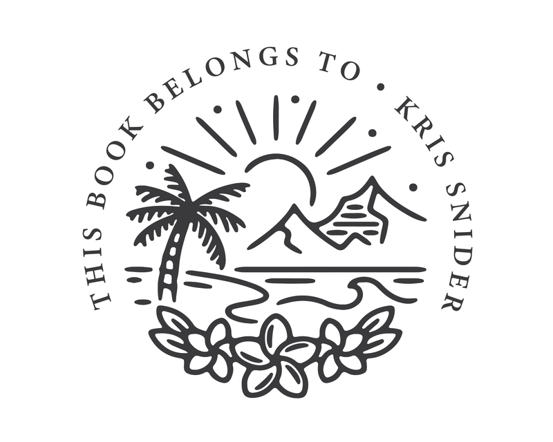 Personalised Beach Custom Name Ex Libris Book Stamp - JL-BEACH7