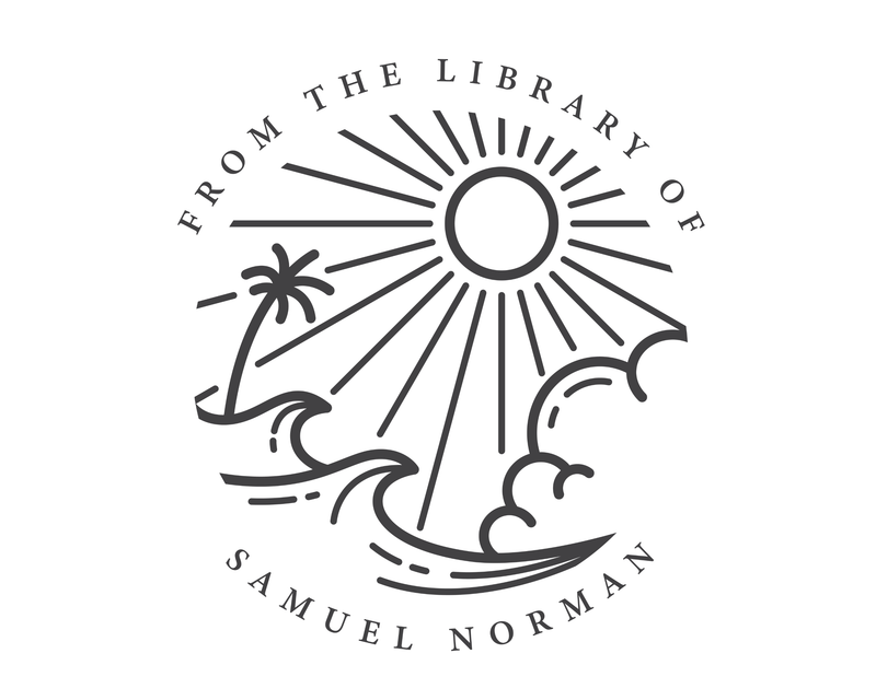 Personalised Beach Custom Name Ex Libris Book Stamp - JL-BEACH8