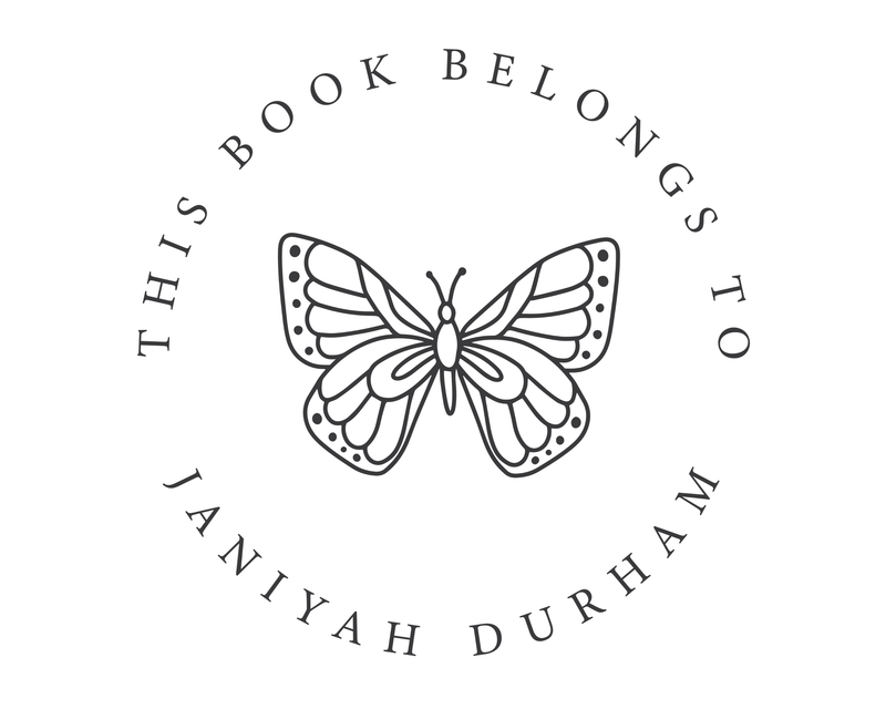Personalised Butterfly Custom Name Ex Libris Book Stamp - JL-BF2