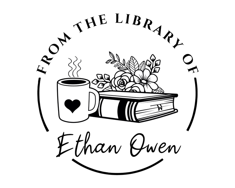 Personalised Coffee Custom Name Ex Libris Book Stamp - JL-Book10