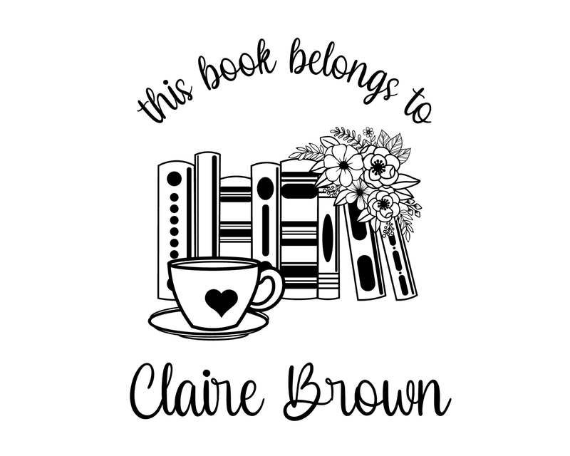 Personalised Coffee Custom Name Ex Libris Book Stamp - JL-Book41