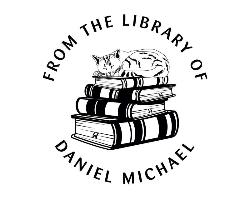 Personalised Cat Custom Name Ex Libris Book Stamp - JL-Book8