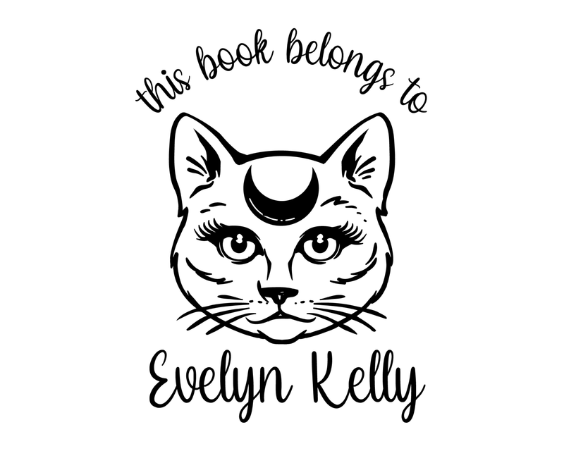 Personalised Cat Custom Name Ex Libris Book Stamp - JL-Celestial25