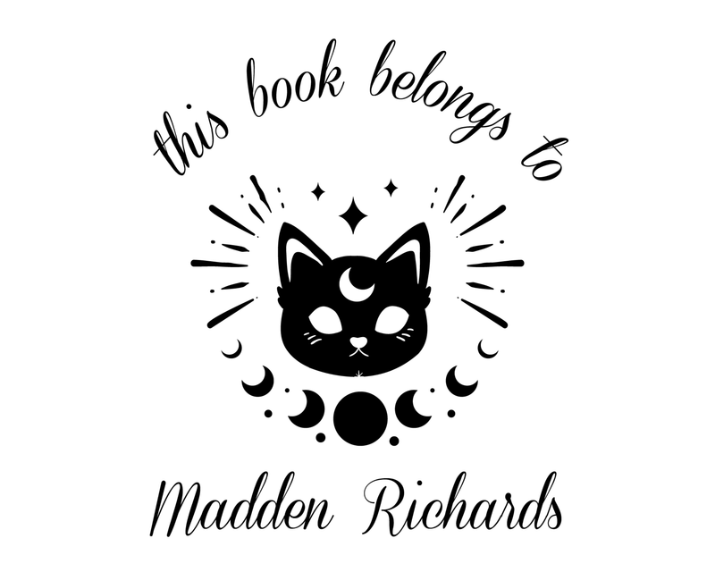 Personalised Cat Custom Name Ex Libris Book Stamp - JL-Celestial43