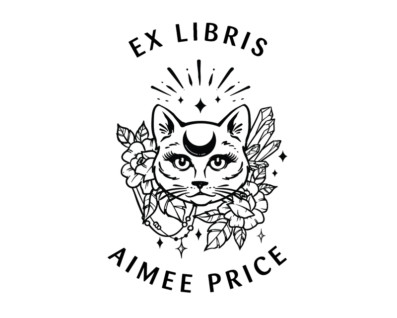 Personalised Cat Custom Name Ex Libris Book Stamp - JL-Celestial45