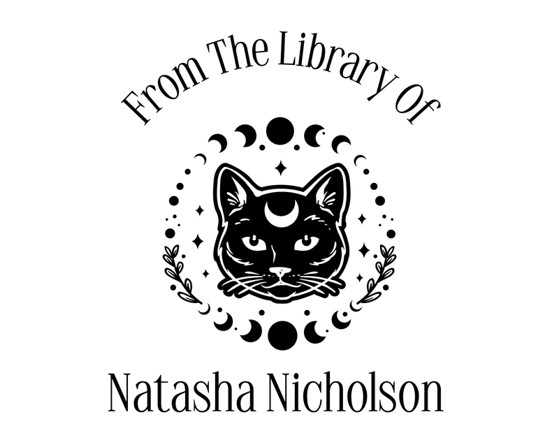 Personalised Cat Custom Name Ex Libris Book Stamp - JL-Celestial5
