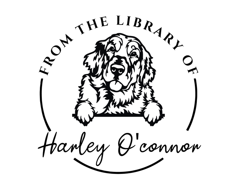Personalised Dog Custom Name Ex Libris Book Stamp - JL-DOG10-GoldenRetriever