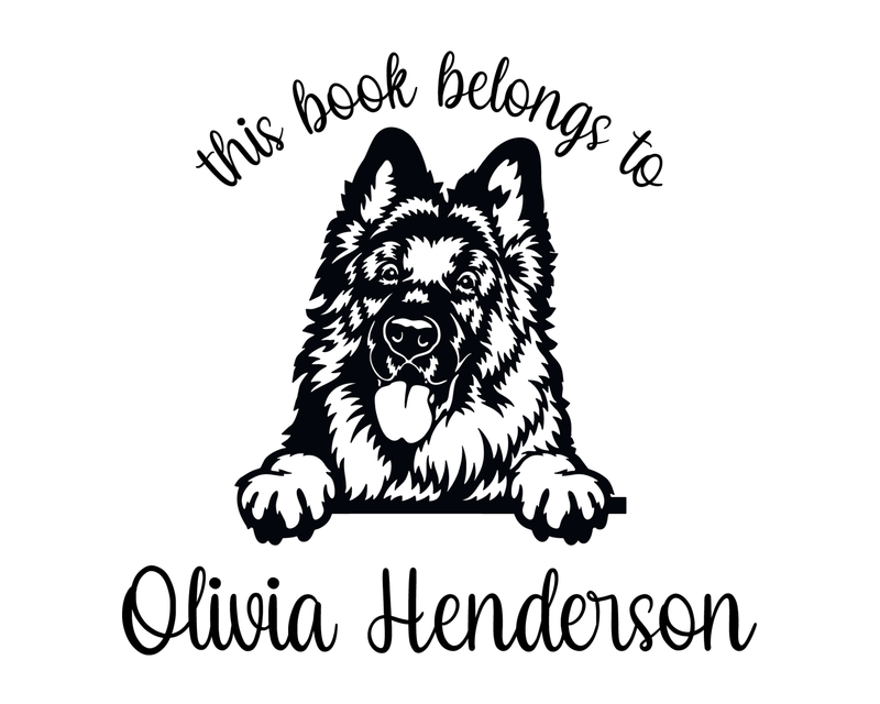 Personalised Dog Custom Name Ex Libris Book Stamp - JL-DOG13-GermanShepherd