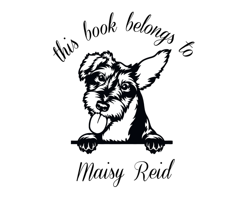 Personalised Dog Custom Name Ex Libris Book Stamp - JL-DOG14-Zwergschnauzer