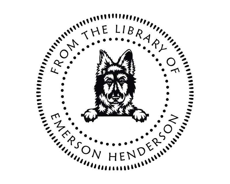 Personalised Dog Custom Name Ex Libris Book Stamp - JL-DOG2-GermanShepherd