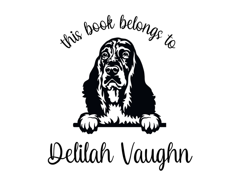 Personalised Dog Custom Name Ex Libris Book Stamp - JL-DOG20-EnglishSpringerSpaniel