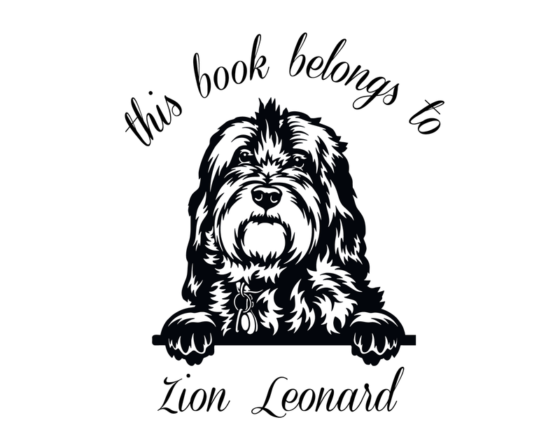 Personalised Dog Custom Name Ex Libris Book Stamp - JL-DOG21