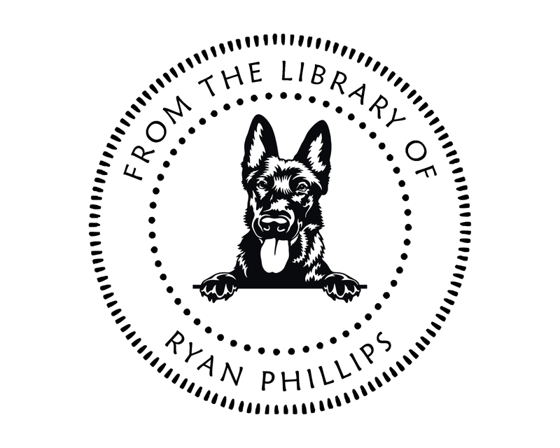 Personalised Dog Custom Name Ex Libris Book Stamp - JL-DOG23-DutchShepherd