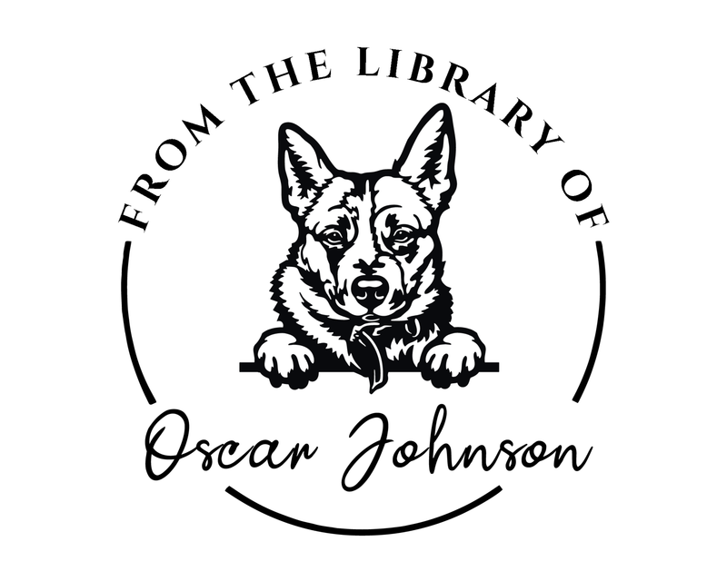 Personalised Dog Custom Name Ex Libris Book Stamp - JL-DOG24-AustralianShepherdDogHealer
