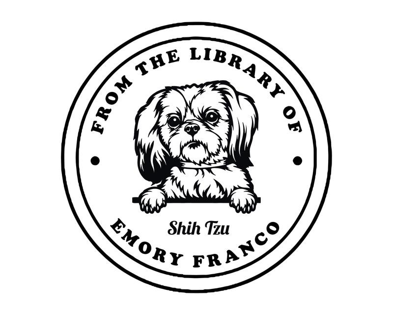 Personalised Dog Custom Name Ex Libris Book Stamp - JL-DOG25-ShihTzu