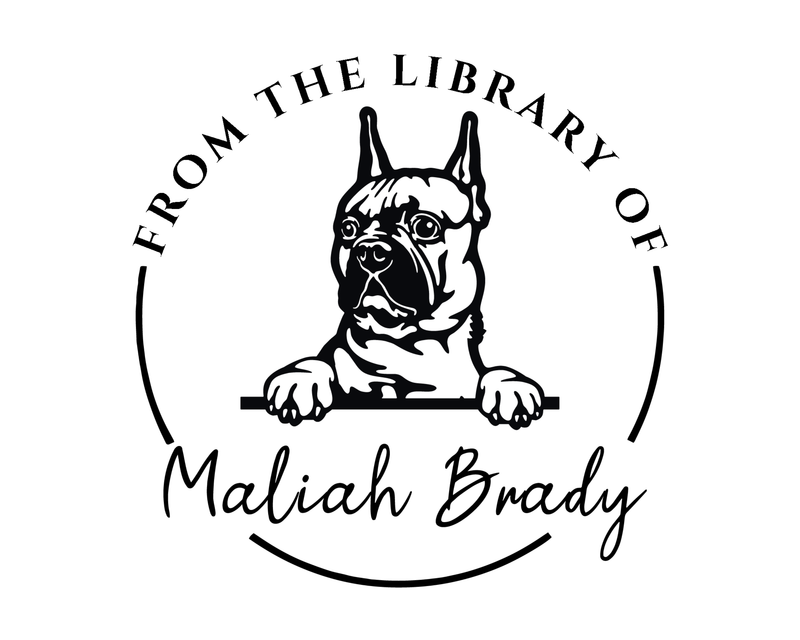 Personalised Dog Custom Name Ex Libris Book Stamp - JL-DOG31-FrenchBulldog