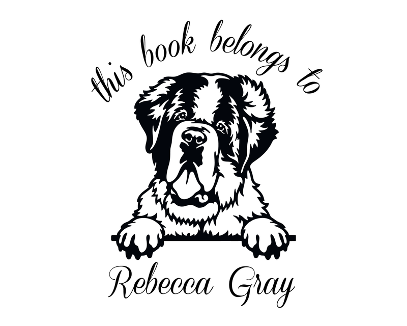 Personalised Dog Custom Name Ex Libris Book Stamp - JL-DOG35-StBernard