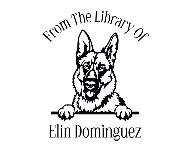 Personalised Dog Custom Name Ex Libris Book Stamp - JL-DOG40-GermanShepherd