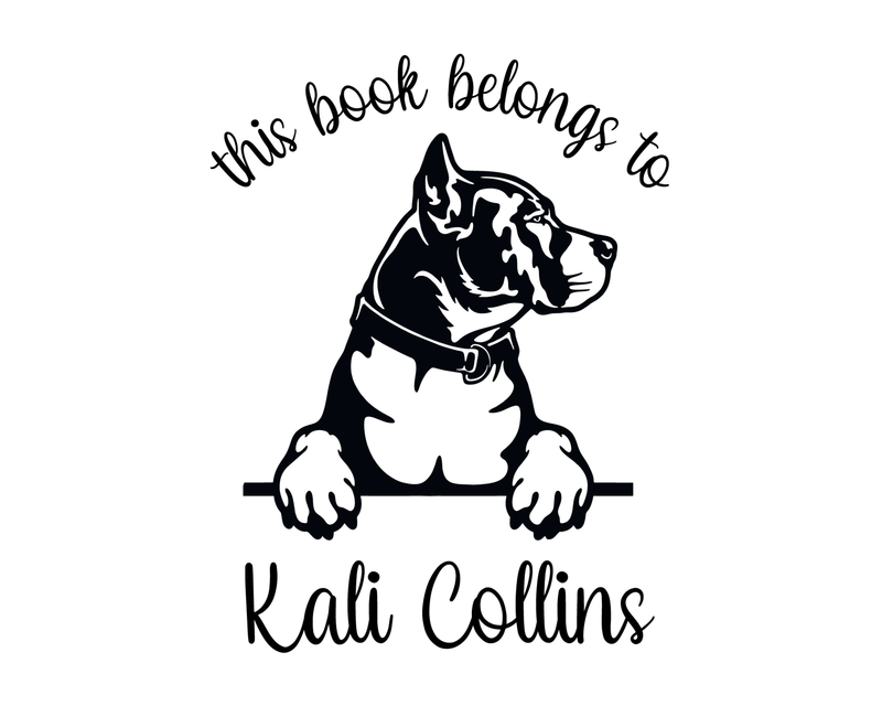 Personalised Dog Custom Name Ex Libris Book Stamp - JL-DOG41-AmericanStaffordshireTerrier