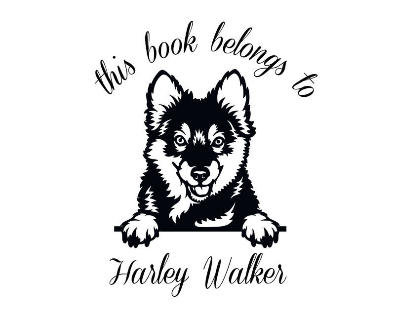 Personalised Dog Custom Name Ex Libris Book Stamp - JL-DOG42-PembrokeWelshCorgiPuppy