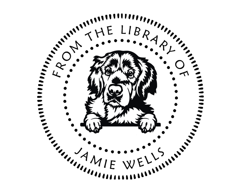 Personalised Dog Custom Name Ex Libris Book Stamp - JL-DOG44-GoldenRetriever