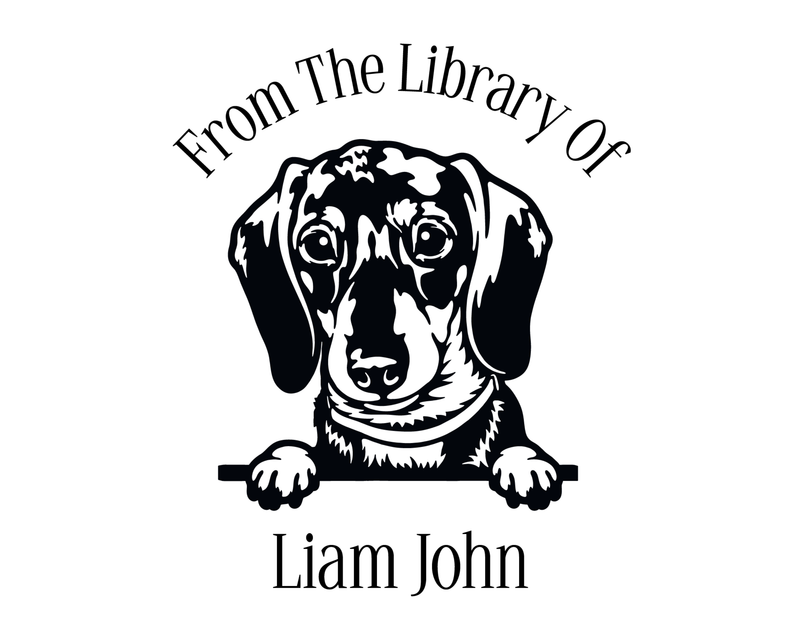 Personalised Dog Custom Name Ex Libris Book Stamp - JL-DOG5-Dachshund