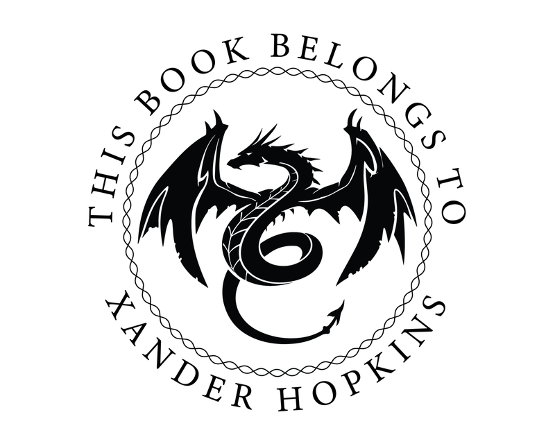 Personalised Dragon Custom Name Ex Libris Book Stamp - JL-DRAGON10