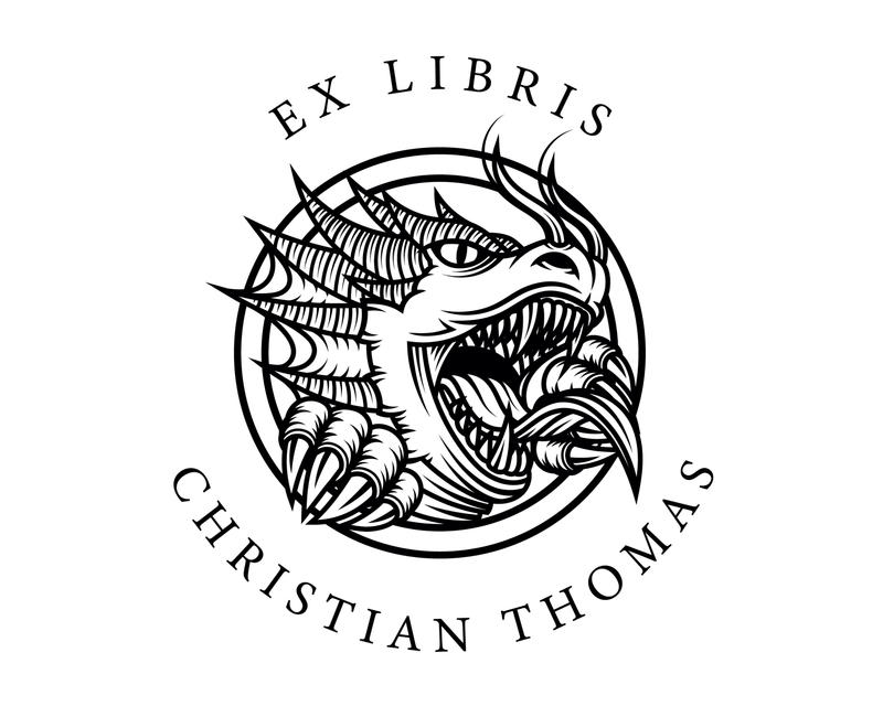 Personalised Dragon Custom Name Ex Libris Book Stamp - JL-DRAGON14