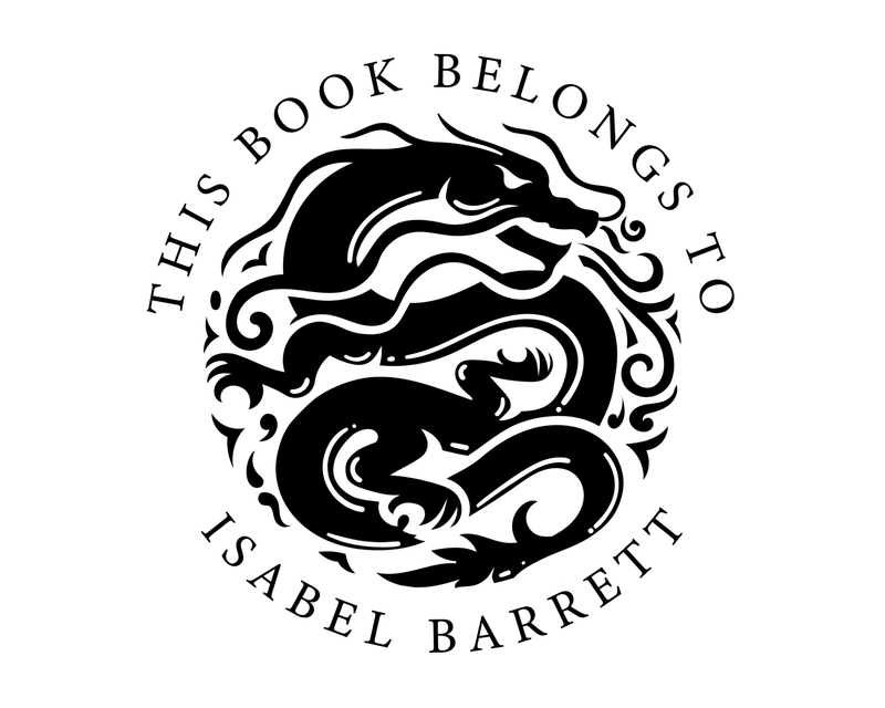 Personalised Dragon Custom Name Ex Libris Book Stamp - JL-DRAGON15
