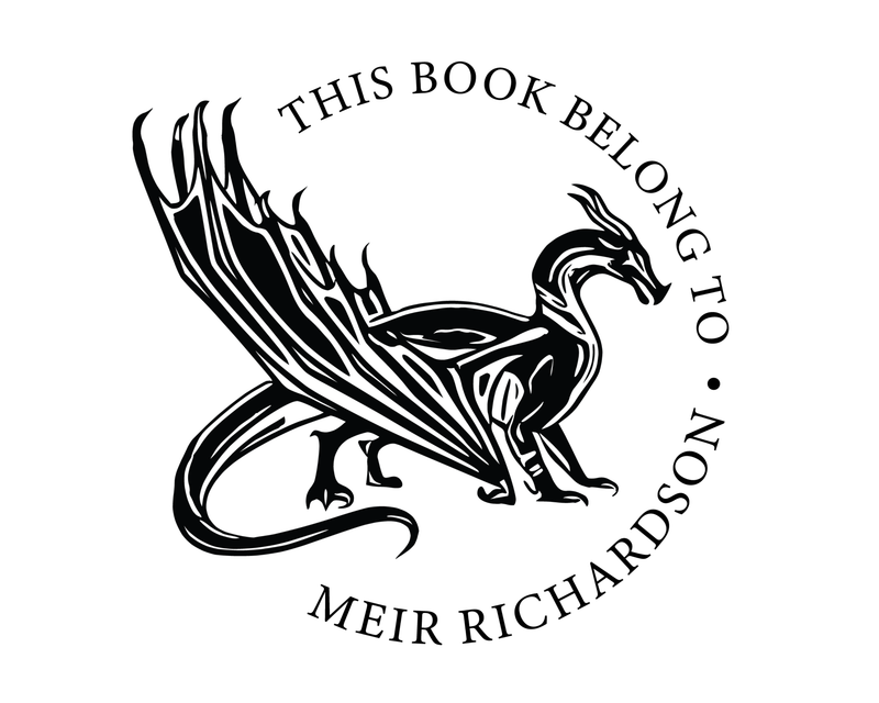 Personalised Dragon Custom Name Ex Libris Book Stamp - JL-DRAGON3