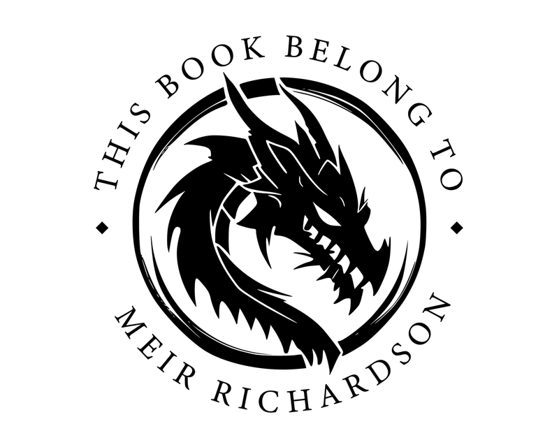 Personalised Dragon Custom Name Ex Libris Book Stamp - JL-DRAGON4