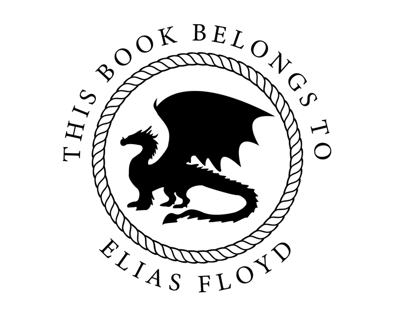 Personalised Dragon Custom Name Ex Libris Book Stamp - JL-DRAGON9