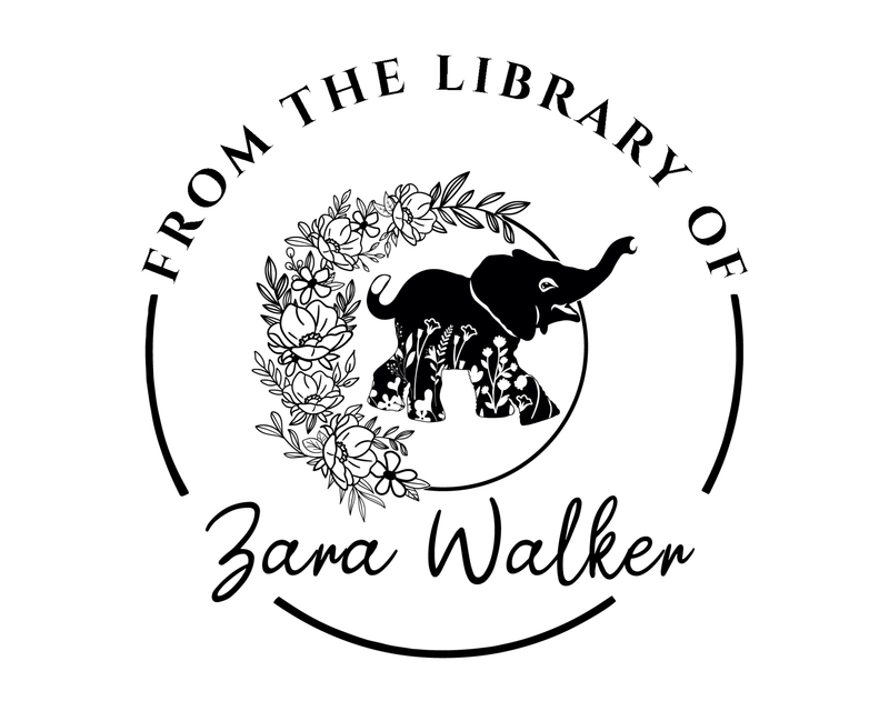 Personalised Elephants Custom Name Ex Libris Book Stamp - JL-Elephants10