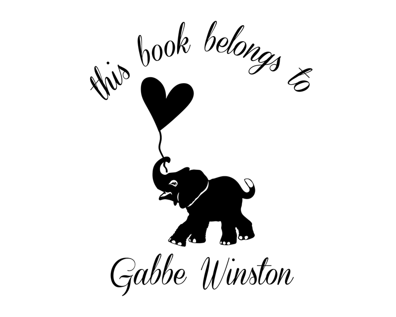 Personalised Elephants Custom Name Ex Libris Book Stamp - JL-Elephants4