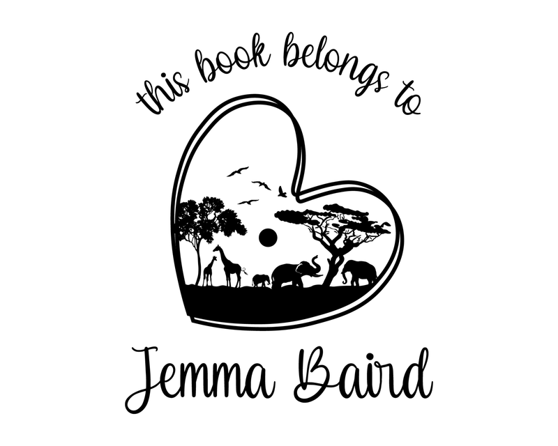 Personalised Elephants Custom Name Ex Libris Book Stamp - JL-Elephants7