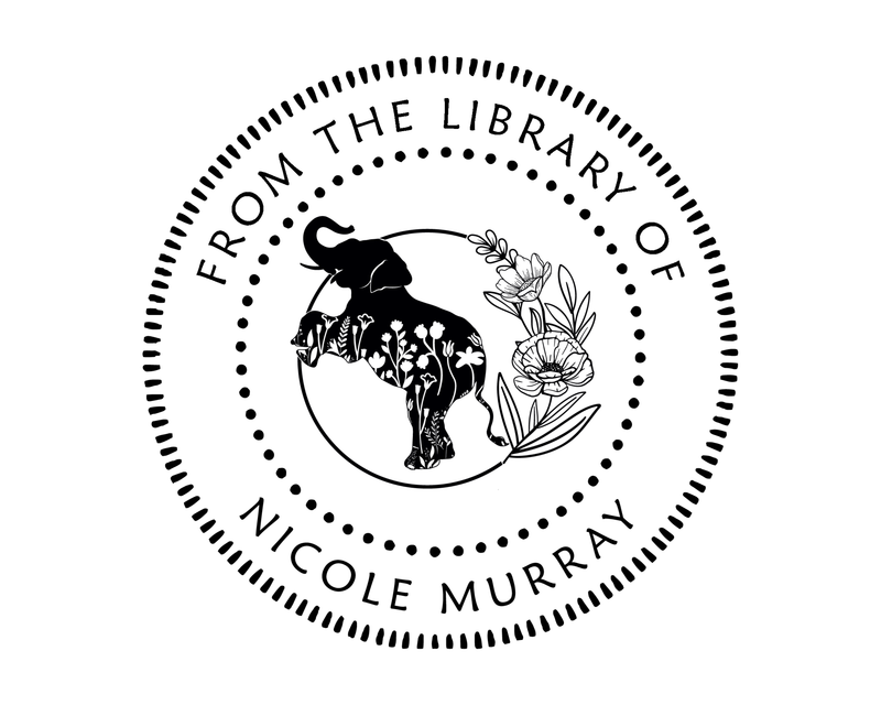 Personalised Elephants Custom Name Ex Libris Book Stamp - JL-Elephants9