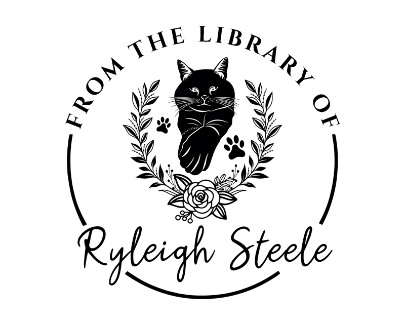 Personalised Cat Custom Name Ex Libris Book Stamp - JL-FloralCats10