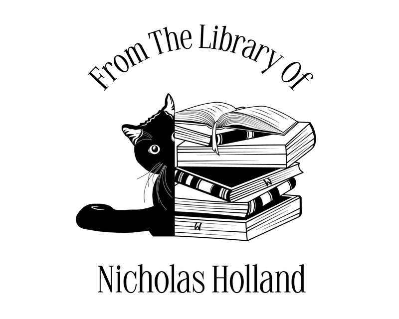 Personalised Cat Custom Name Ex Libris Book Stamp - JL-FloralCats13