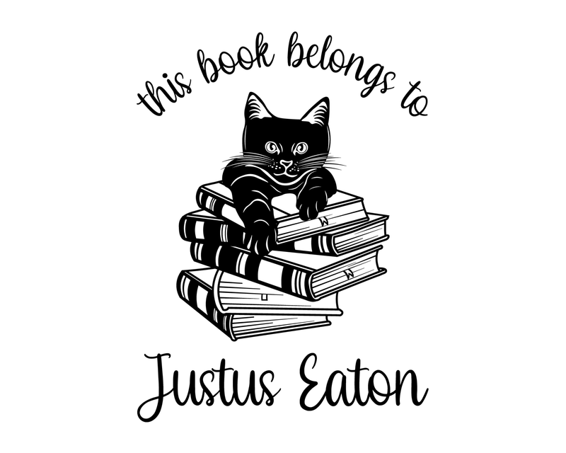 Personalised Cat Custom Name Ex Libris Book Stamp - JL-FloralCats14