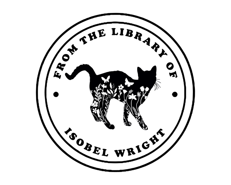 Personalised Cat Custom Name Ex Libris Book Stamp - JL-FloralCats19