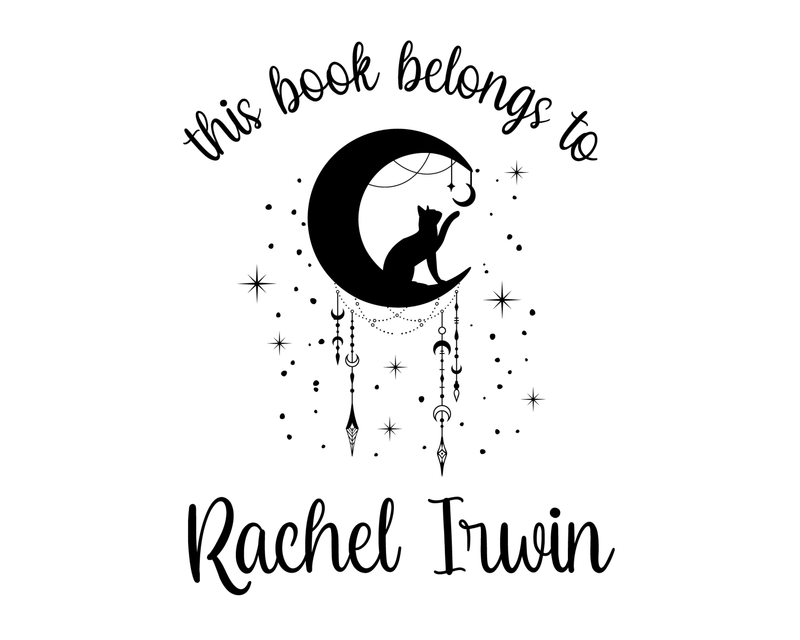 Personalised Cat Custom Name Ex Libris Book Stamp - JL-FloralCats21