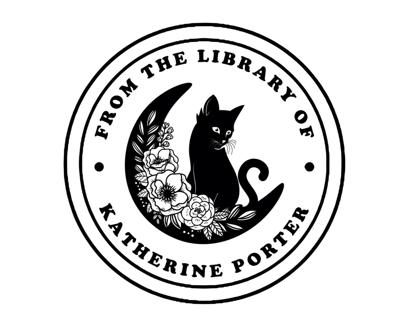 Personalised Cat Custom Name Ex Libris Book Stamp - JL-FloralCats26