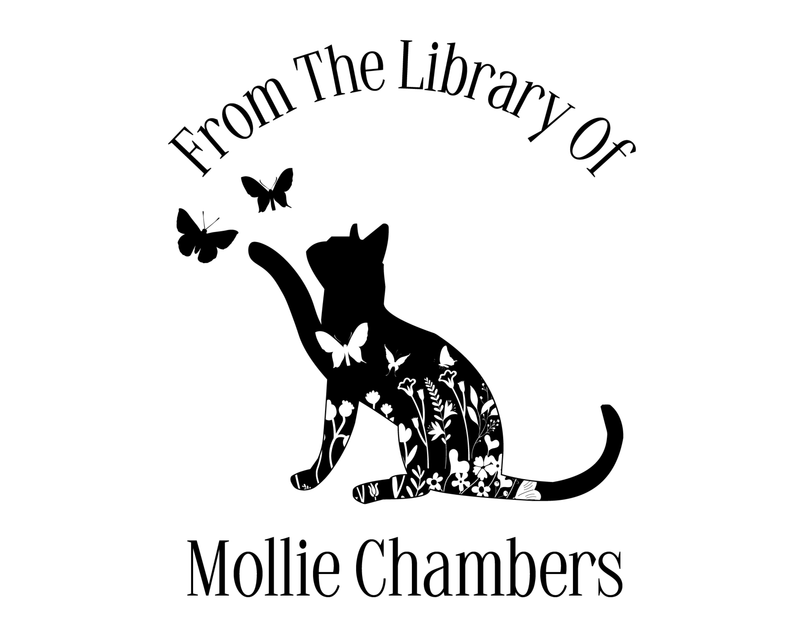 Personalised Cat Custom Name Ex Libris Book Stamp - JL-FloralCats27