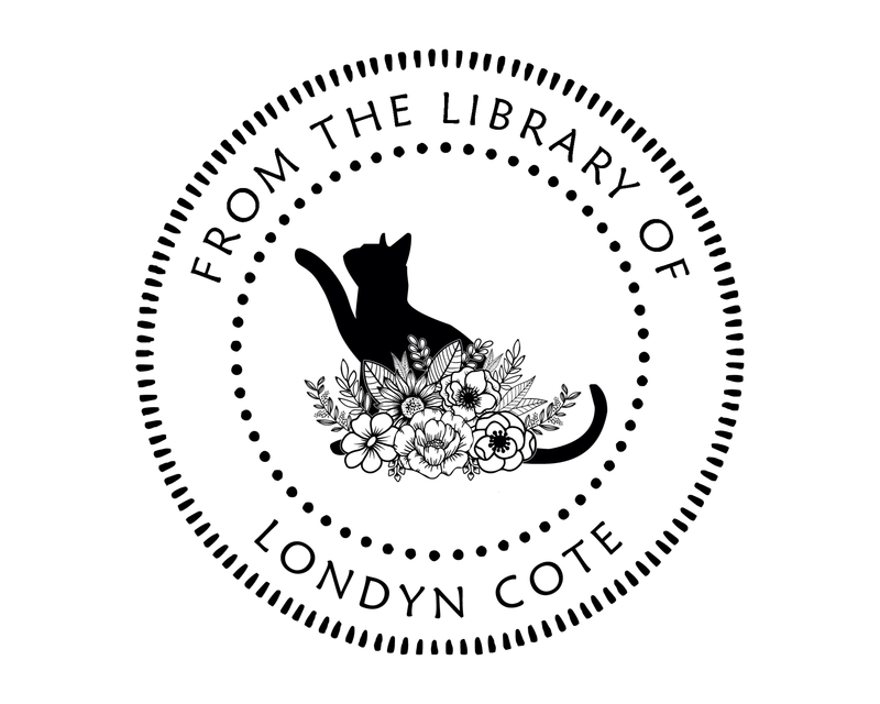 Personalised Cat Custom Name Ex Libris Book Stamp - JL-FloralCats30