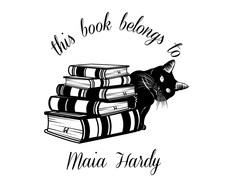 Personalised Cat Custom Name Ex Libris Book Stamp - JL-FloralCats32