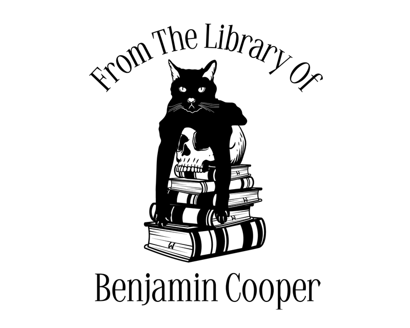 Personalised Cat Custom Name Ex Libris Book Stamp - JL-FloralCats34